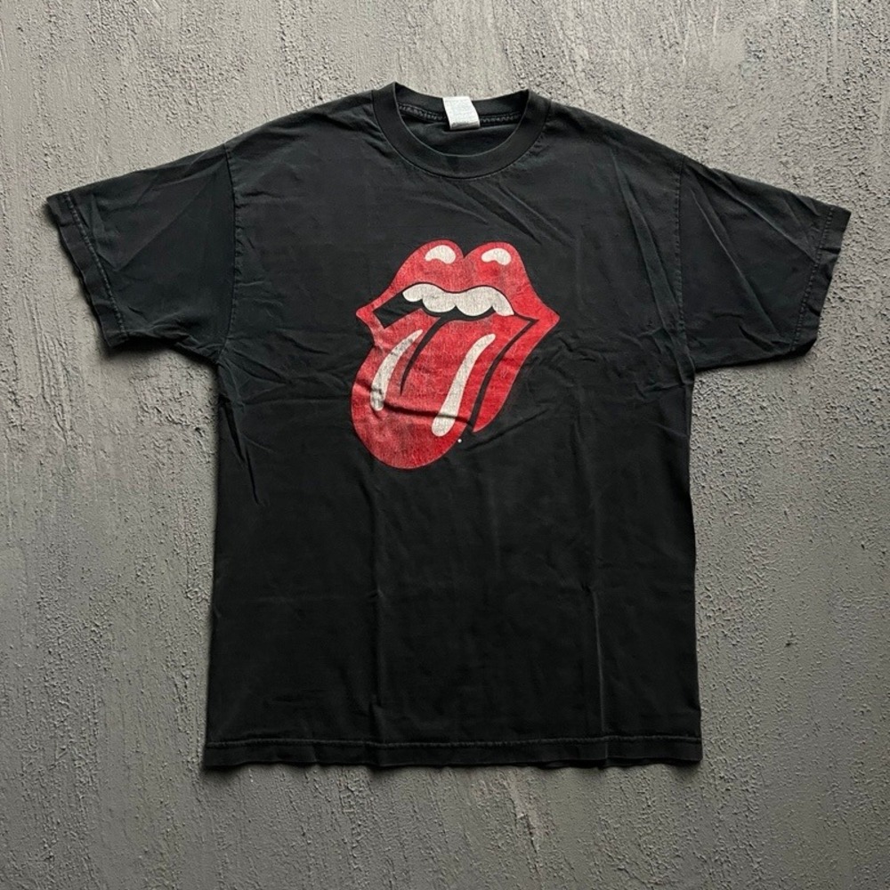 Vintage Rolling Stones Shirt Large Black 2000s Y2K Tongue Logo Rock Band